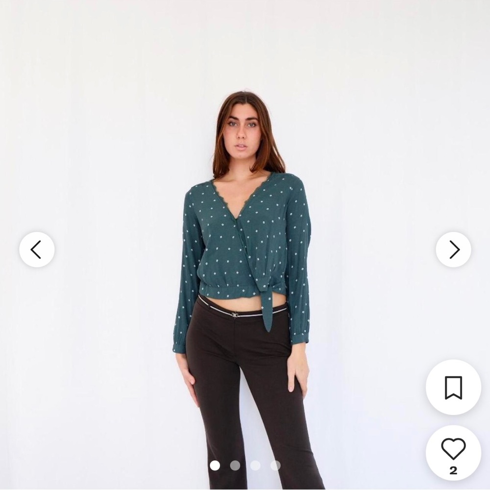 Abercrombie & Fitch Teal Polka Dot Blouse